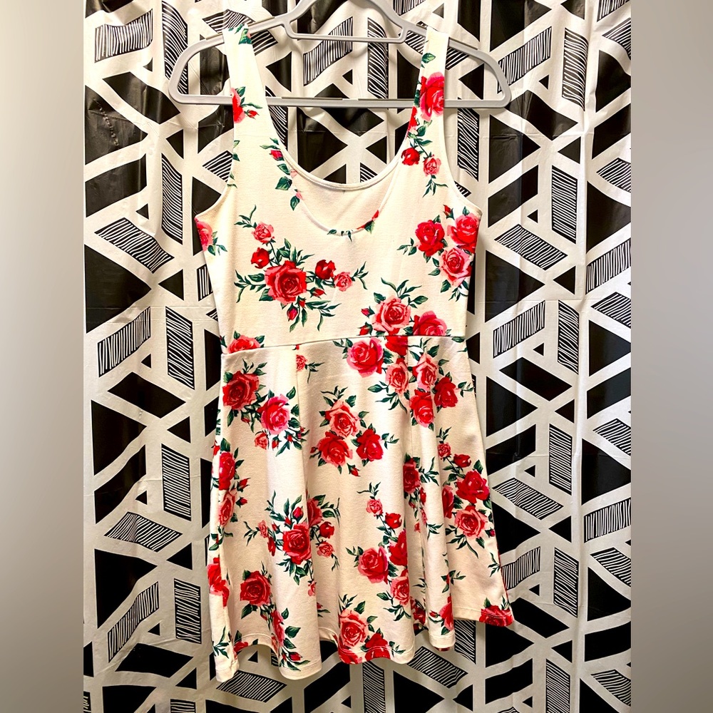 H&M rose skater dress size L